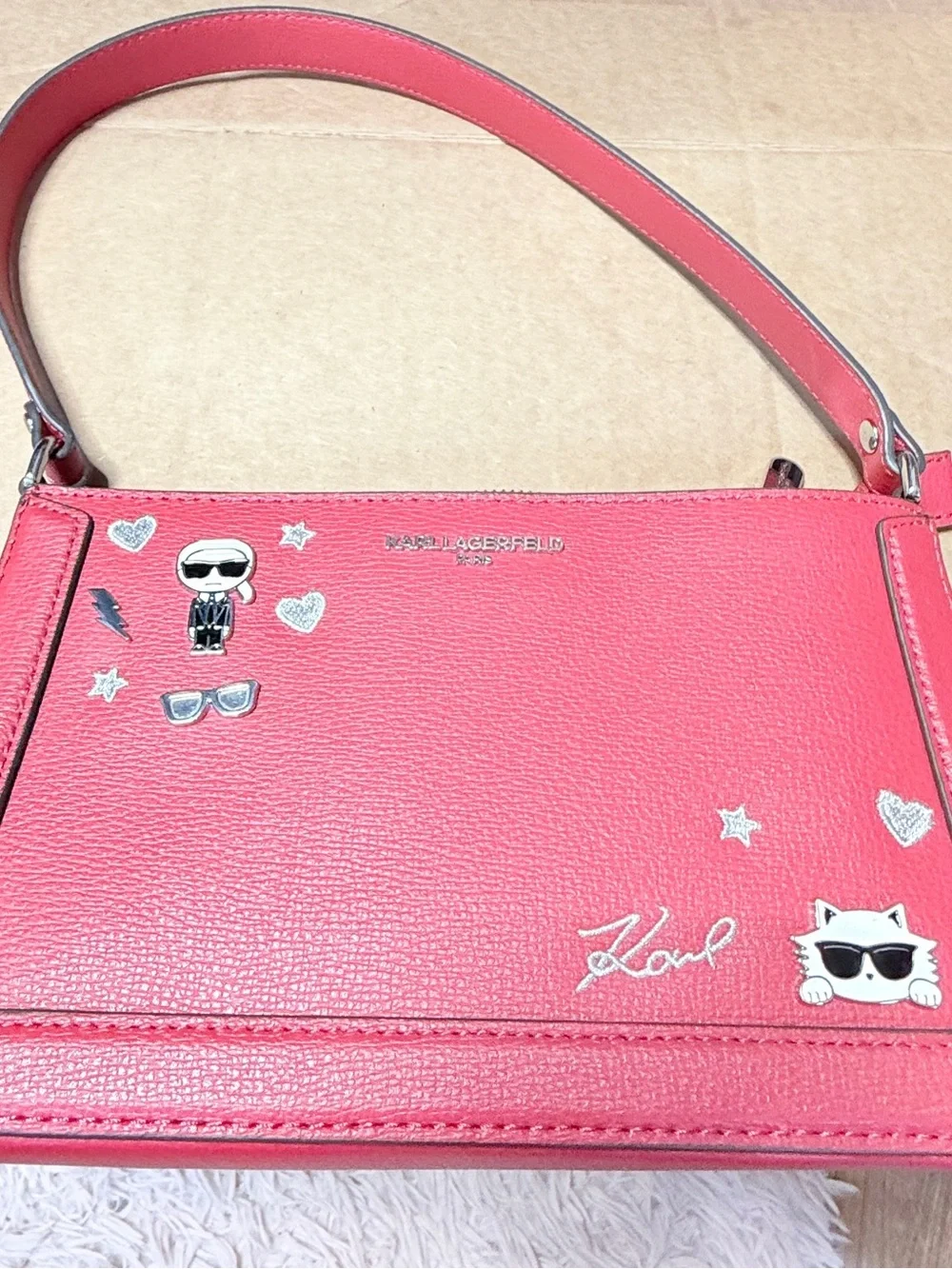 Karl Lagerfeld Paris Maybelle Demi Cate Pins Shoulder Bag Y2K - Picture 2 of 5